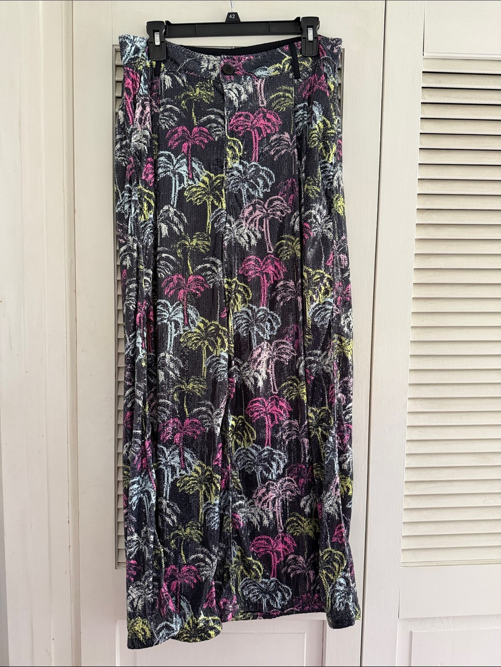 Maaji Black Maxi Skirt with Pink, Lime & Light Blue Palm Print